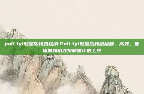 pali.fyi轻量版线路检测:Pali.fyi轻量版线路检测，高效、便捷的网络连接质量评估工具