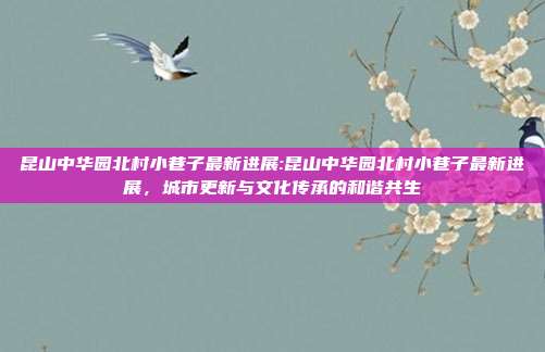 昆山中华园北村小巷子最新进展:昆山中华园北村小巷子最新进展，城市更新与文化传承的和谐共生