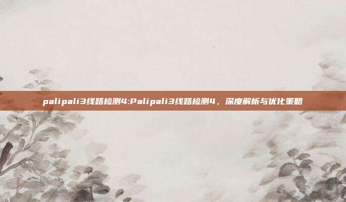 palipali3线路检测4:Palipali3线路检测4，深度解析与优化策略