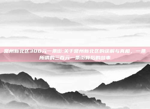 常州新北区300元一条街:关于常州新北区的误解与真相，一条所谓的三百元一条街背后的故事