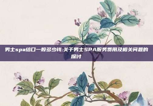 男士spa给口一般多少钱:关于男士SPA服务费用及相关问题的探讨