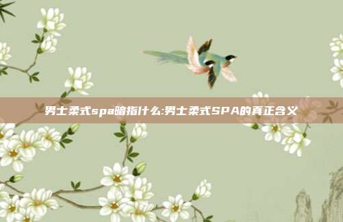 男士柔式spa暗指什么:男士柔式SPA的真正含义