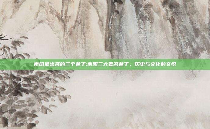 南阳最出名的三个巷子:南阳三大著名巷子，历史与文化的交织