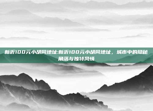 新沂100元小胡同地址:新沂100元小胡同地址，城市中的隐秘角落与独特风情