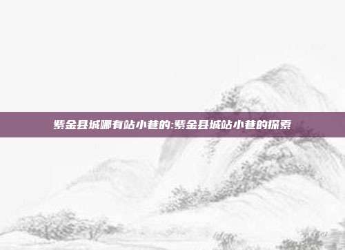 紫金县城哪有站小巷的:紫金县城站小巷的探索