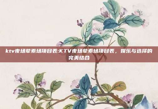 ktv夜场荤素场项目表:KTV夜场荤素场项目表，娱乐与选择的完美结合