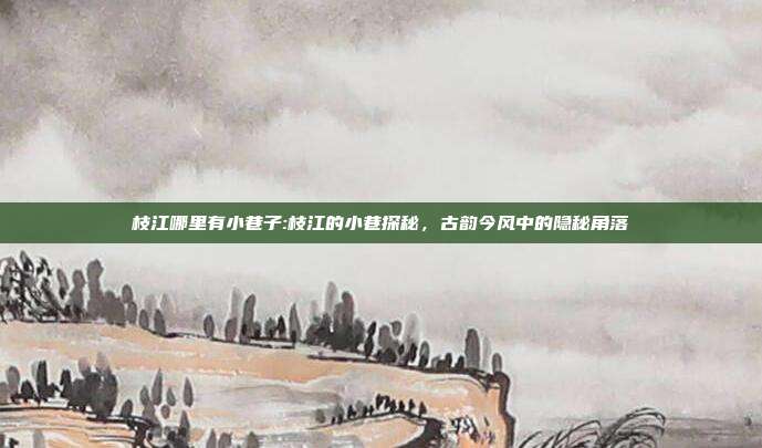 枝江哪里有小巷子:枝江的小巷探秘，古韵今风中的隐秘角落