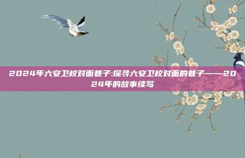 2024年六安卫校对面巷子:探寻六安卫校对面的巷子——2024年的故事续写