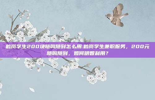 鹤岗学生200块随叫随到怎么用:鹤岗学生兼职服务，200元随叫随到，如何明智利用？