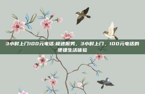 3小时上门100元电话:极速服务，3小时上门，100元电话的便捷生活体验